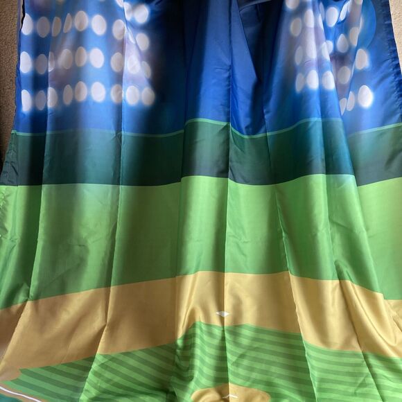 Under The Lights Baseball Field Fabric Shower Curtain 69X69 in Green Blue - Picture 2 of 7